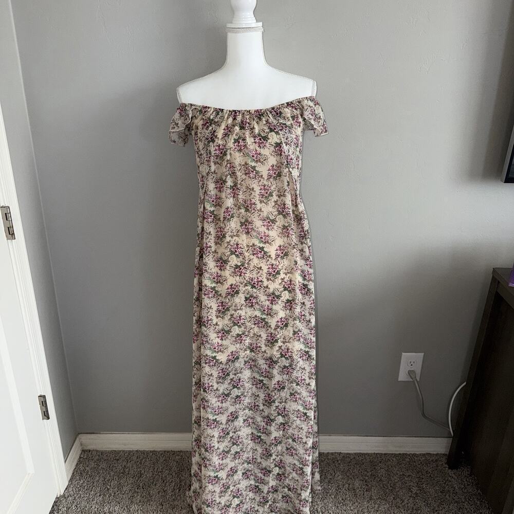 Catch Stitch Woman’s Floral Off The Shoulder Maxi Dress Size M Festival Peasant - Picture 5 of 13